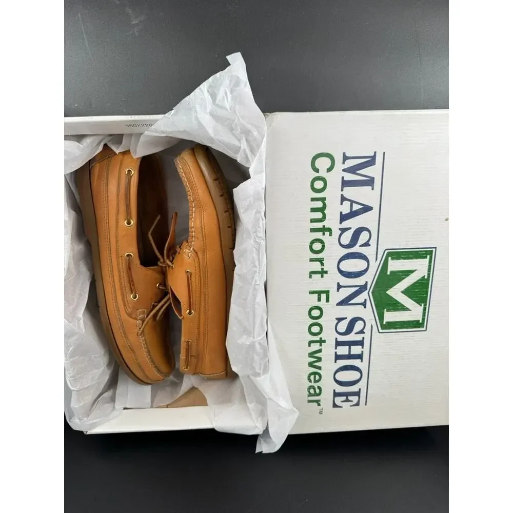 Life Outdoors Mason Shoe Mens 13 AA Tan Leather Boat Deck Shoes Moc Toe Vintage